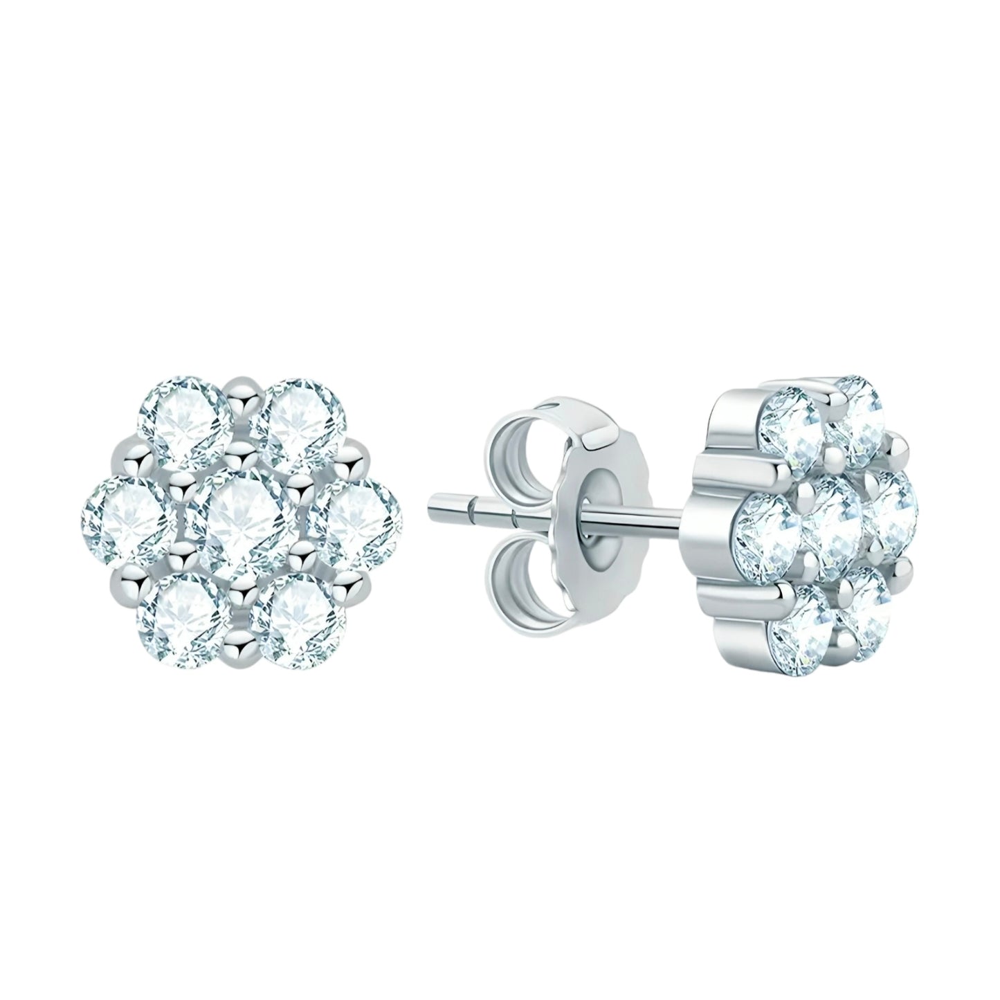 Flower shape earrings with moissanite stones