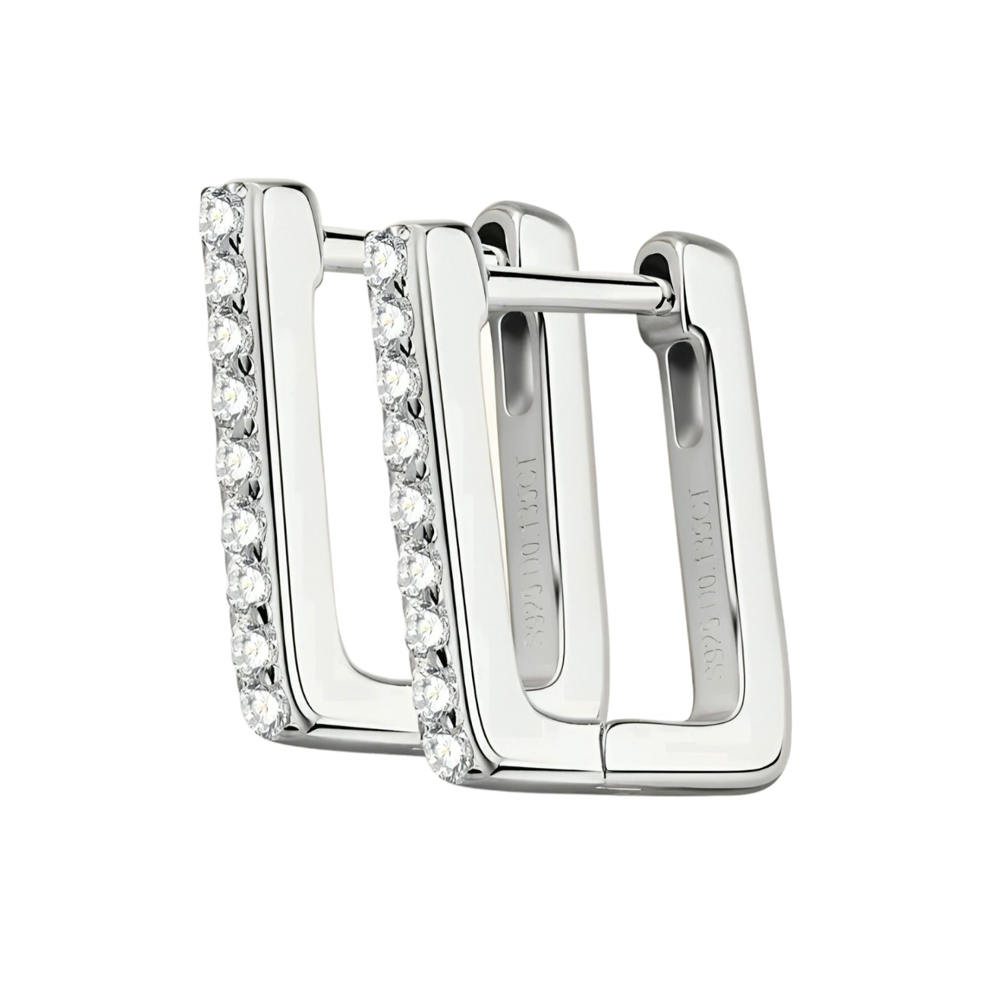Rectangular shape moissanite earrings