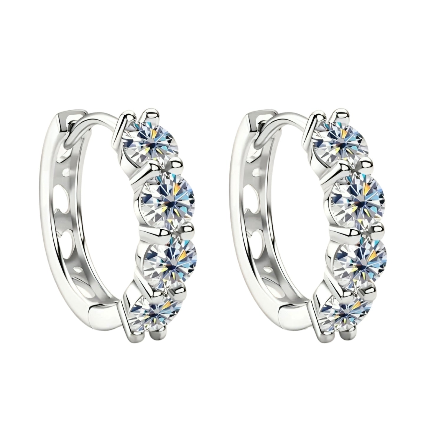 Round hoop moissanite earrings