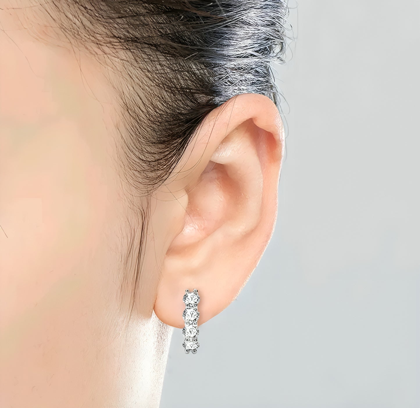 Round hoop moissanite earrings