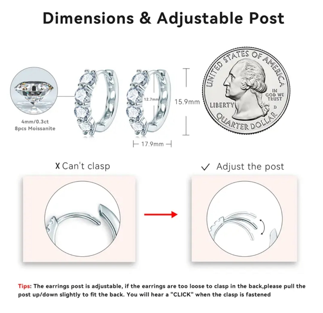 Round hoop moissanite earrings