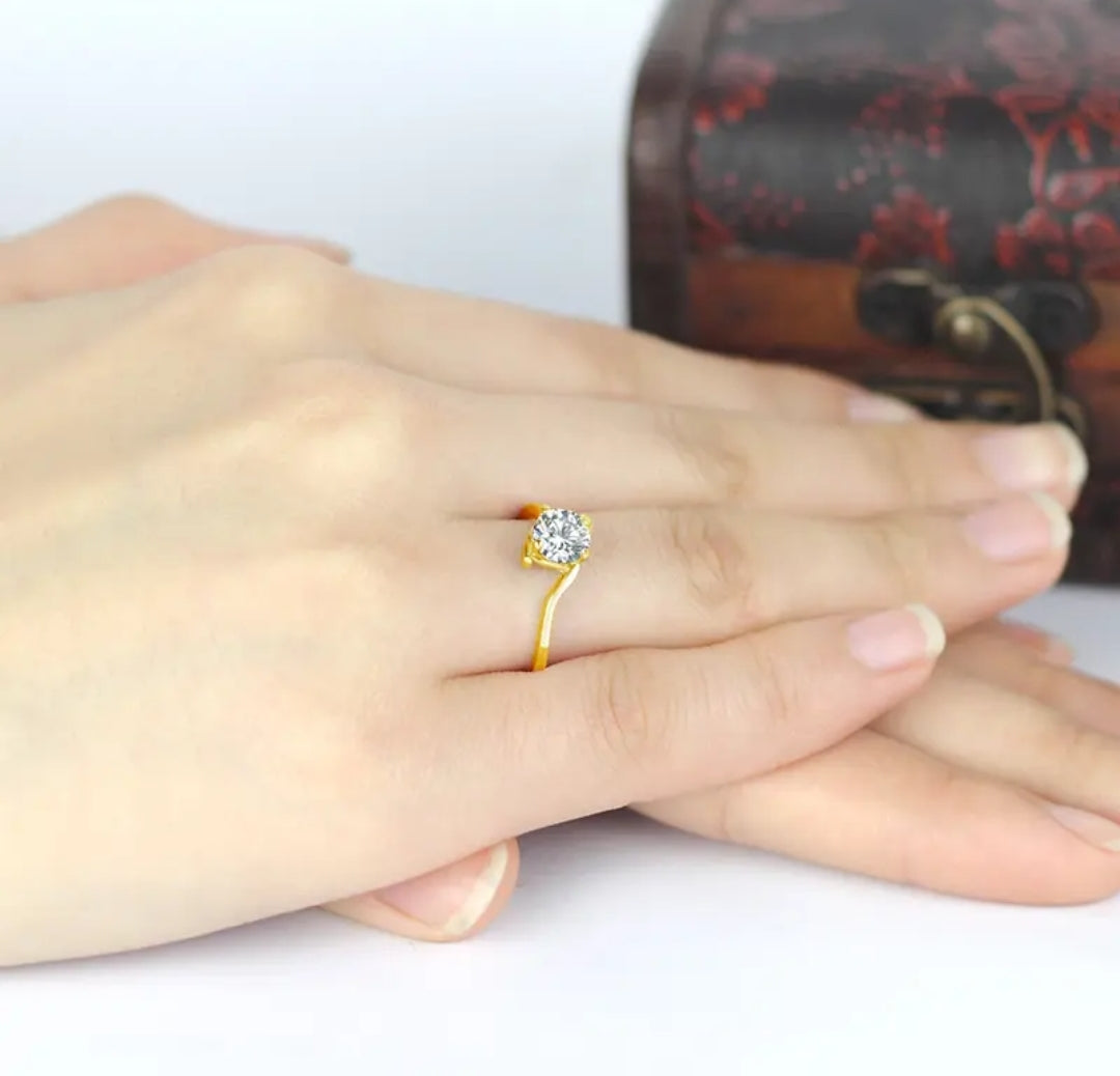 10k real yellow gold ring with 6mm moissanite