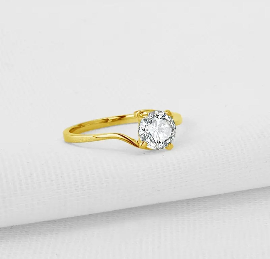10k real yellow gold ring with 6mm moissanite