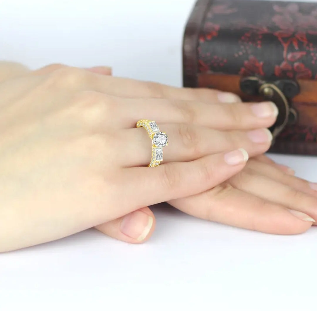 10k real yellow gold ring with 6.5mm moissanite