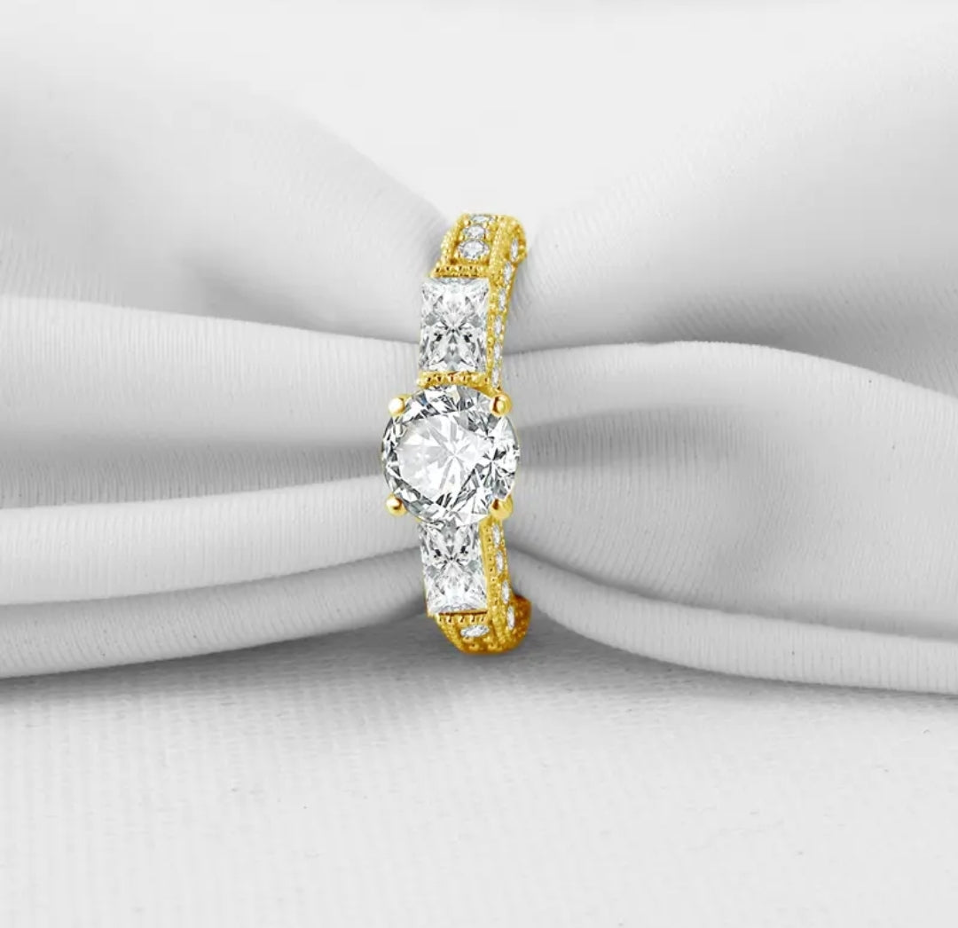 10k real yellow gold ring with 6.5mm moissanite