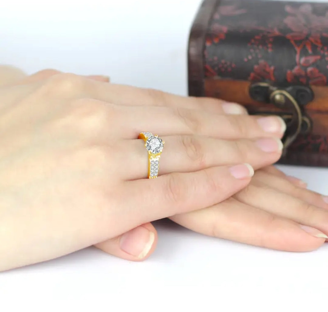 10k real yellow gold ring with 7mm moissanite
