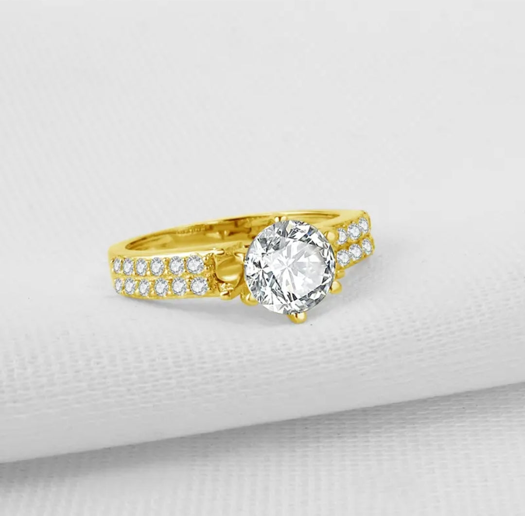 10k real yellow gold ring with 7mm moissanite