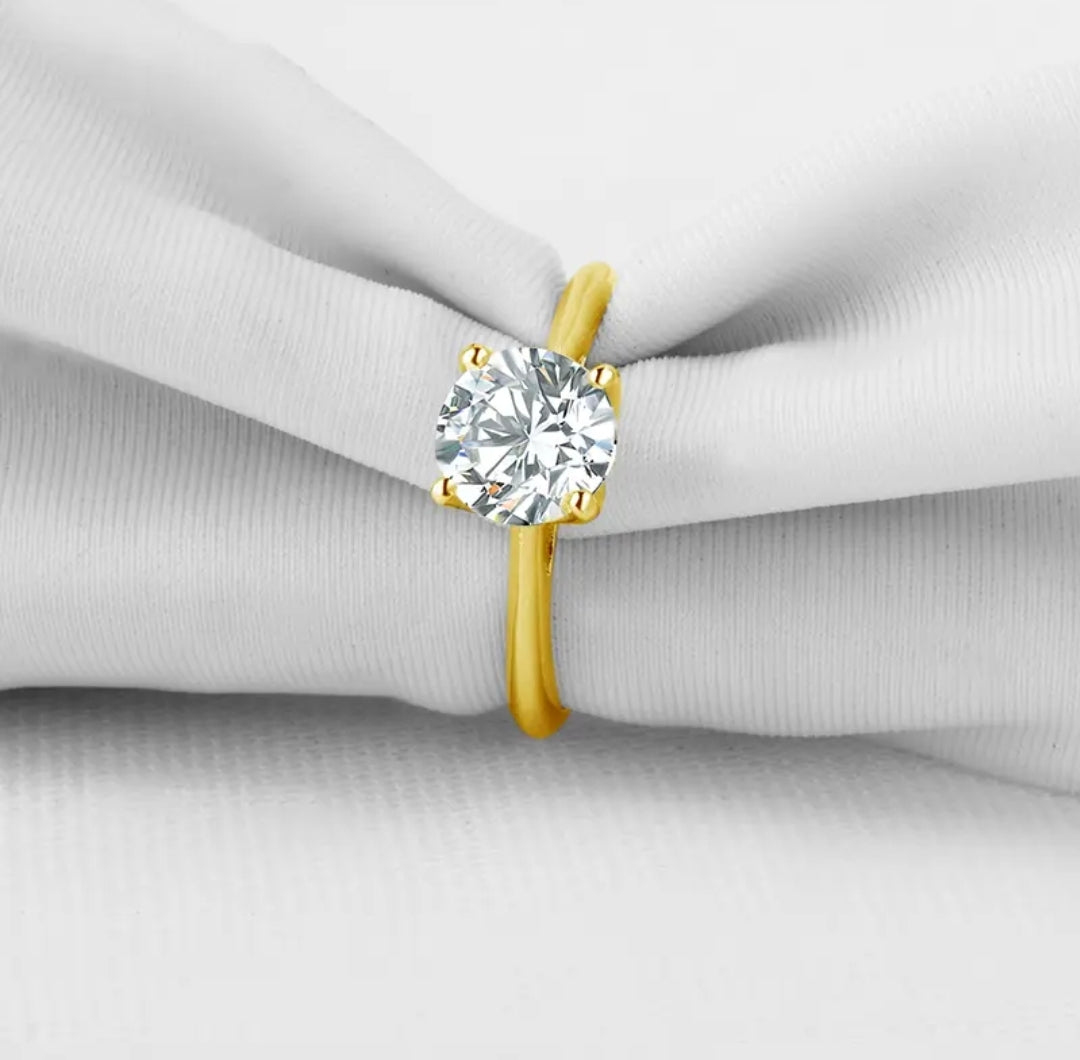 10k solid gold ring with 7mm moissanite