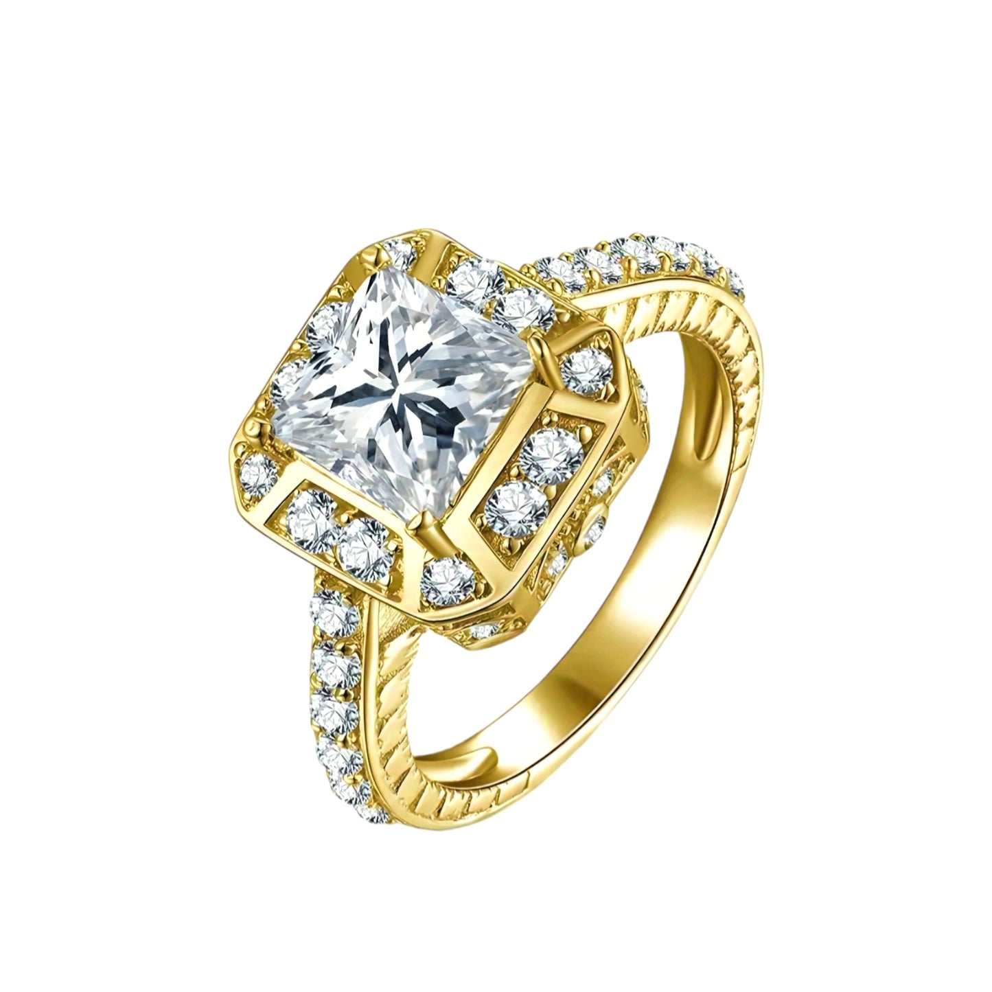 10k solid gold ring with 2ct sparkling moissanite