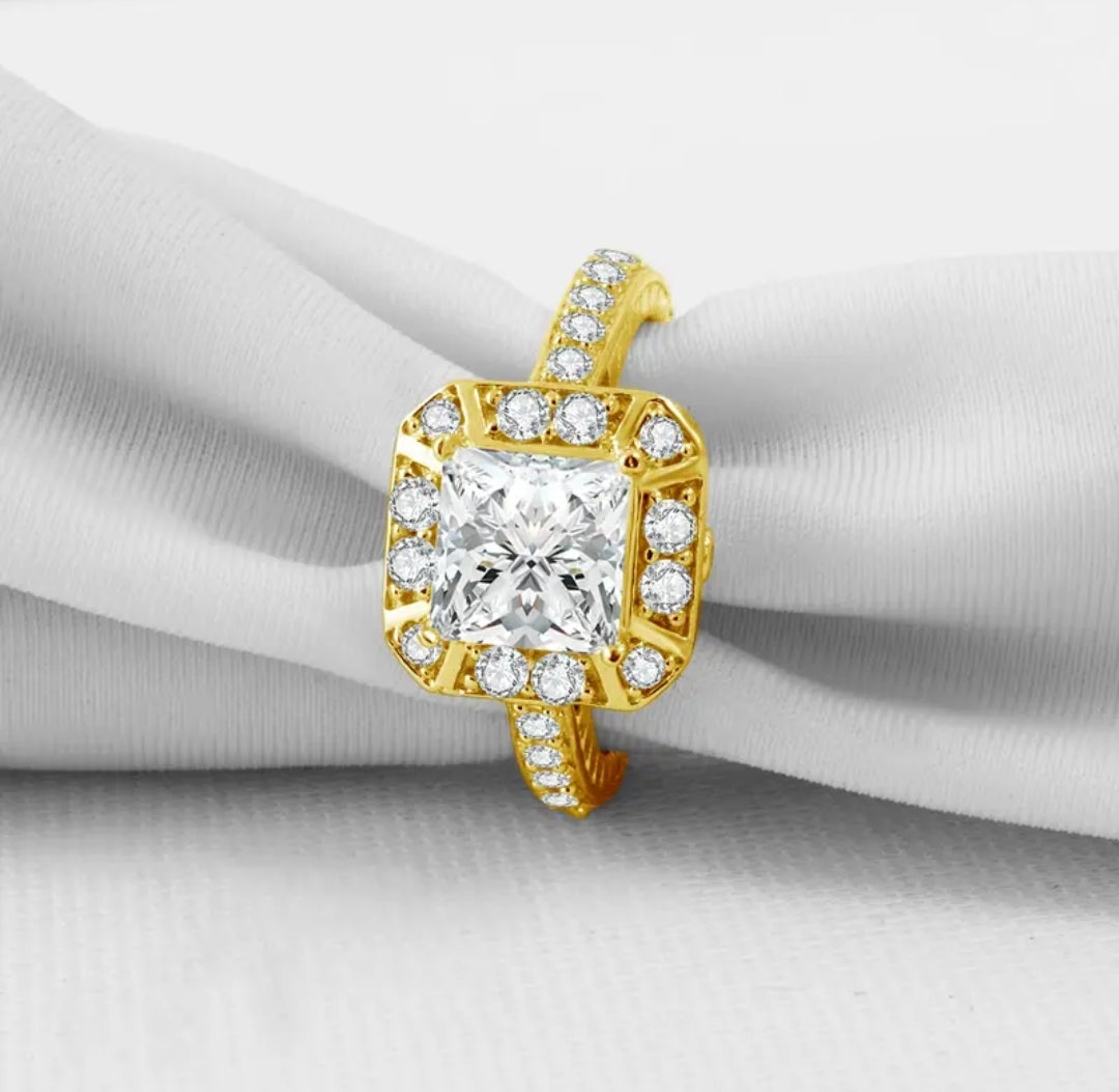 10k solid gold ring with 2ct sparkling moissanite