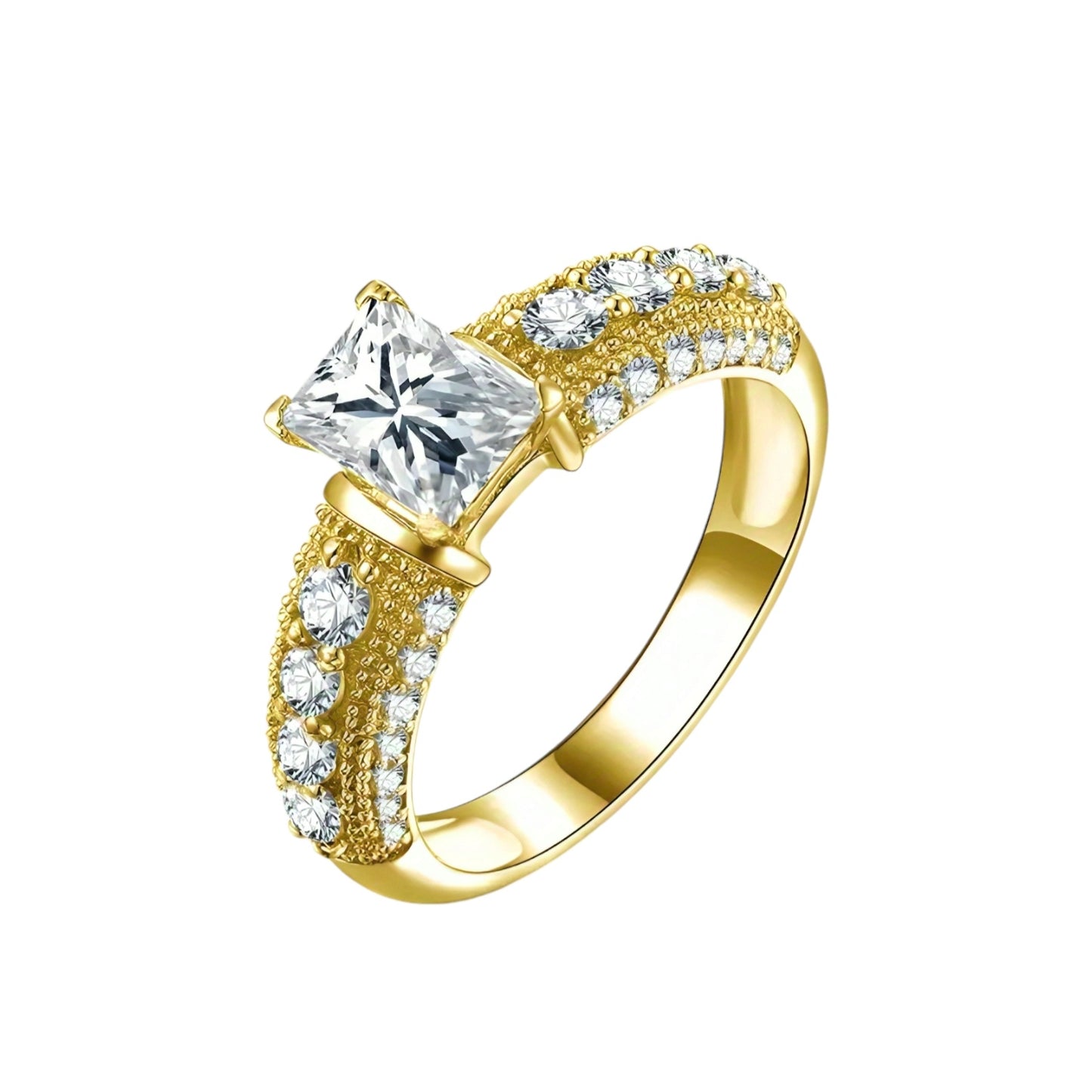 10k solid gold ring with 1 sparkling moissanite