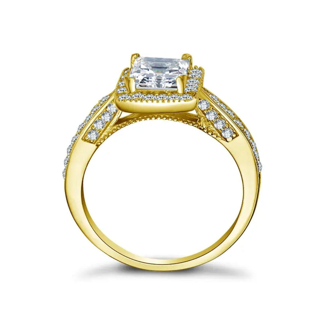 10k solid gold ring with 1.2ct sparkling moissanite