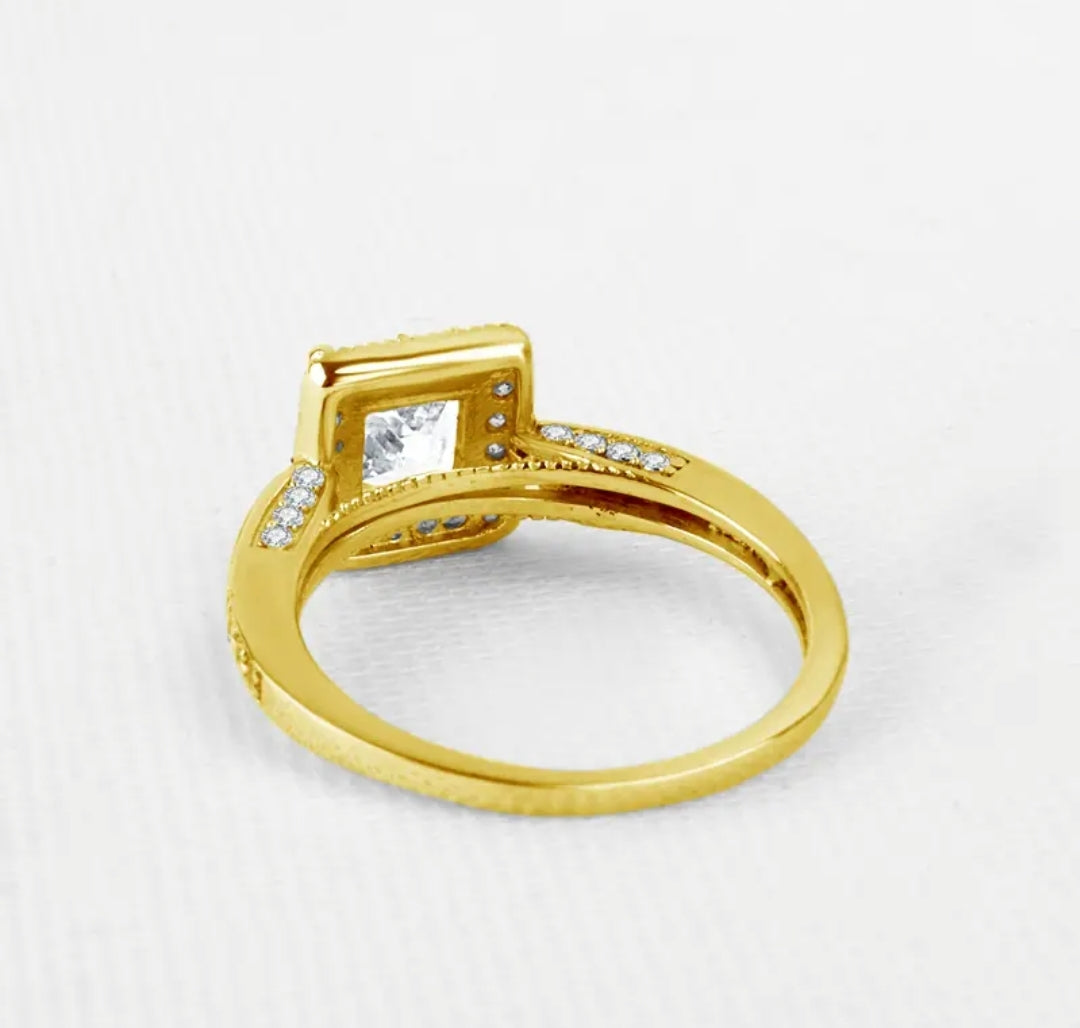 10k solid gold ring with 1.2ct sparkling moissanite