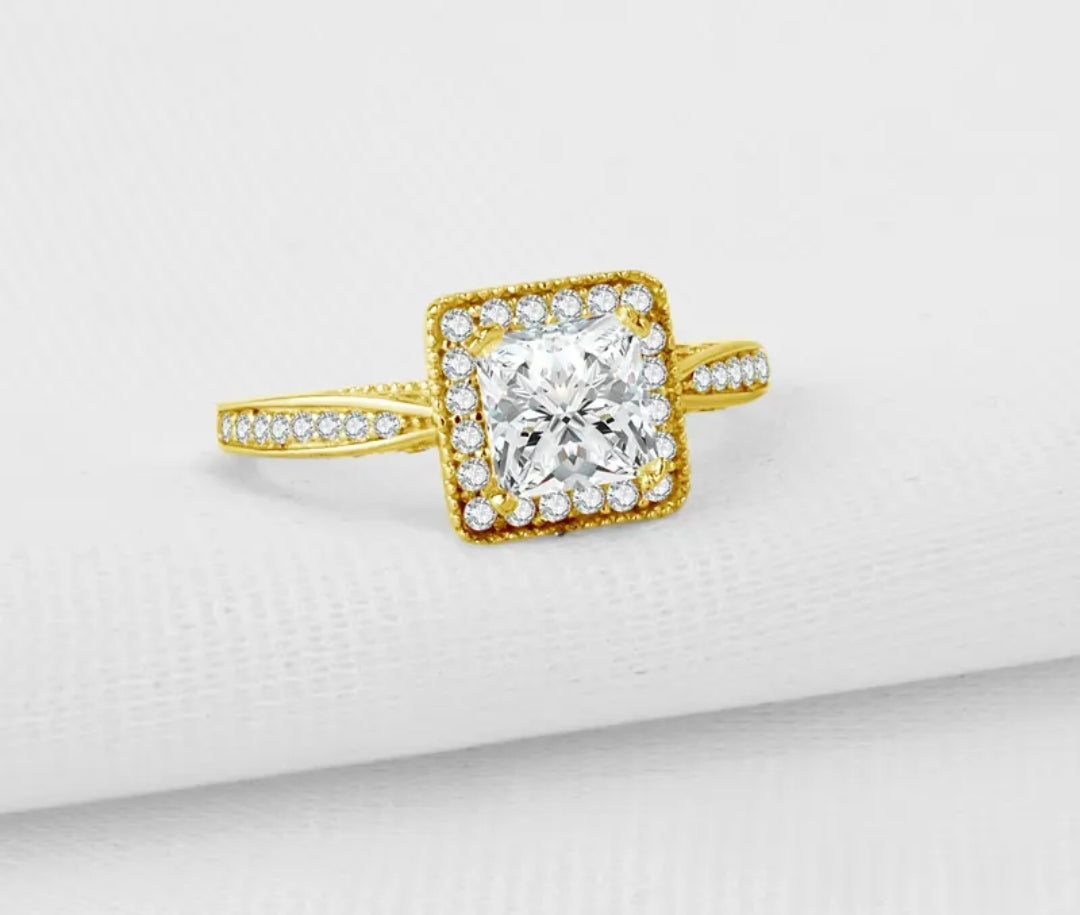 10k solid gold ring with 1.2ct sparkling moissanite