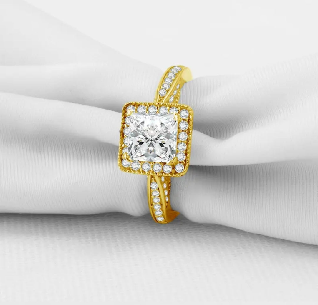 10k solid gold ring with 1.2ct sparkling moissanite