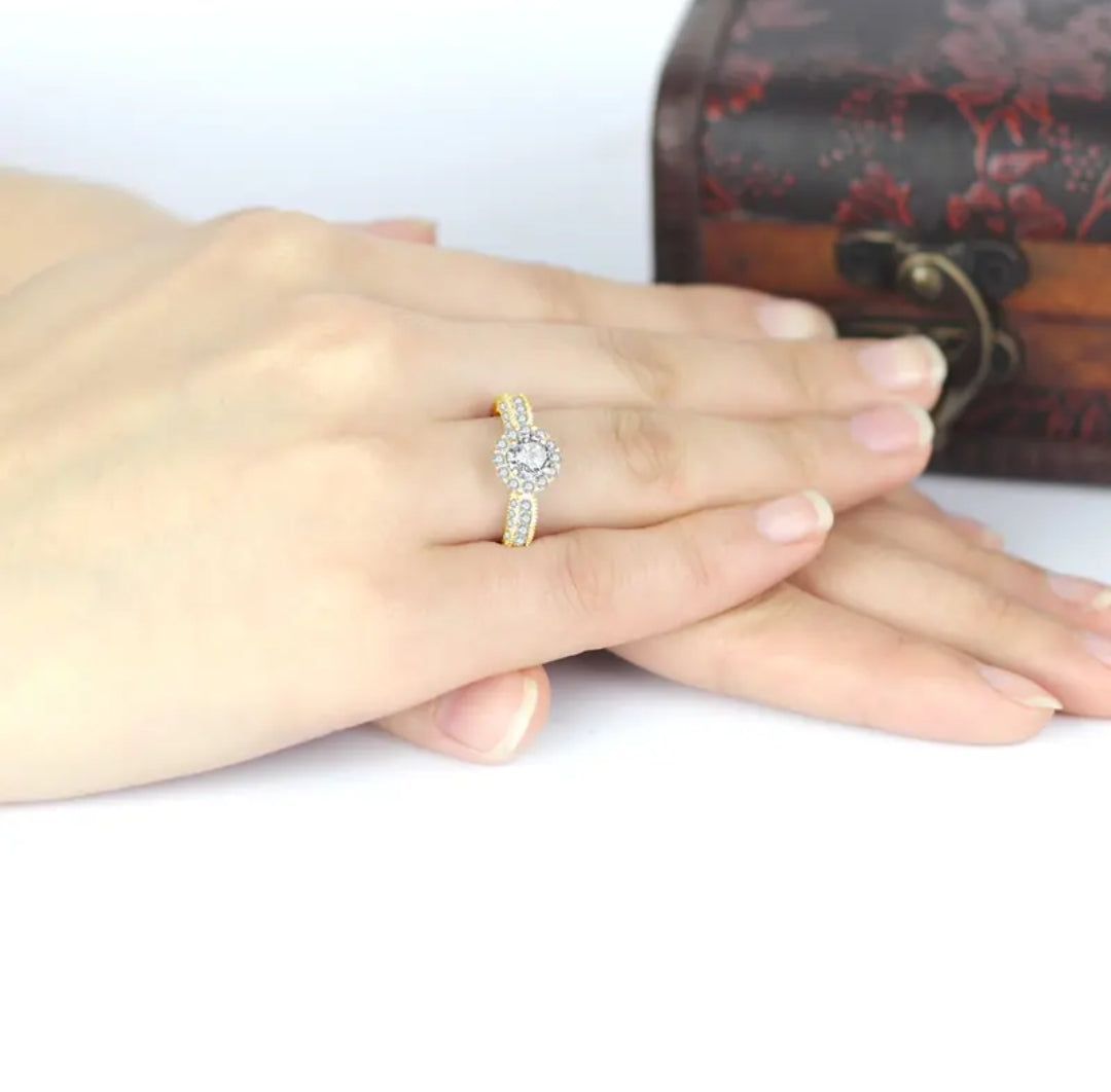 10k solid gold ring with 5.5mm sparkling moissanite