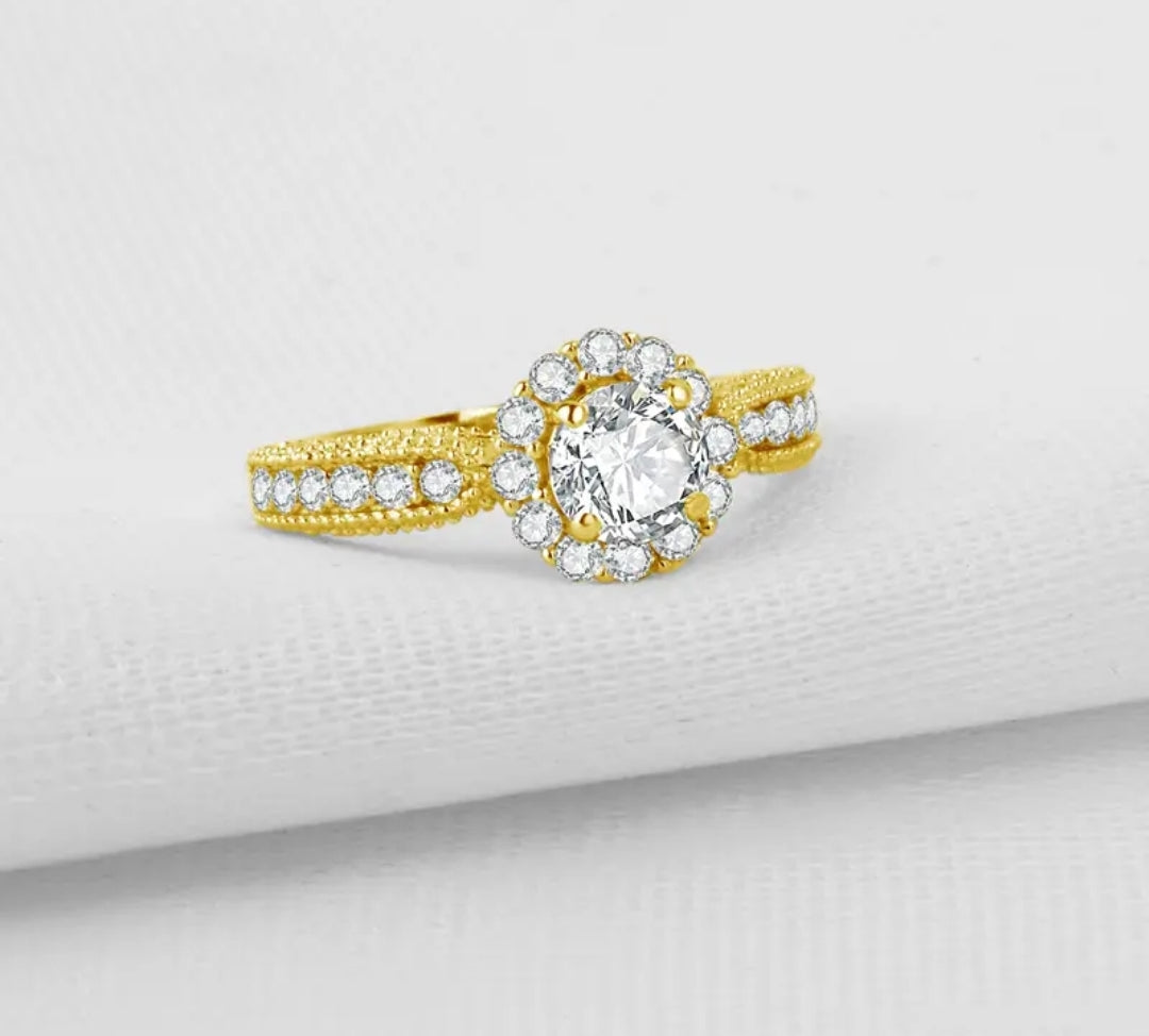 10k solid gold ring with 5.5mm sparkling moissanite