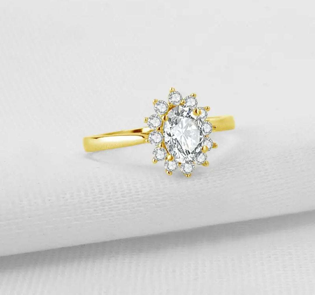 10k solid gold ring with 5*7mm sparkling moissanite