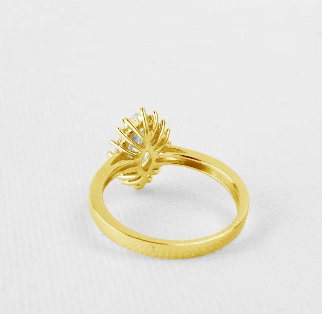 10k solid gold ring with 5*10mm sparkling moissanite