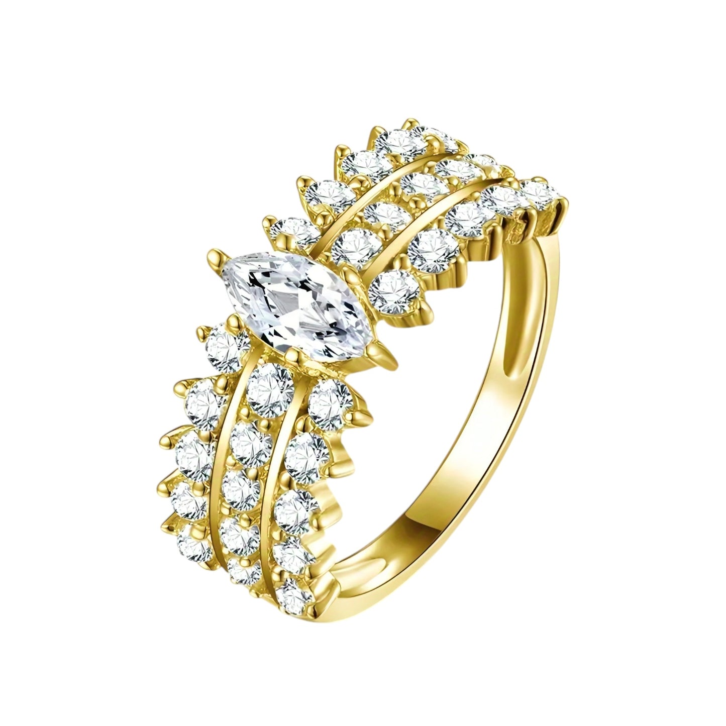 10k solid gold ring with 0.5ct leaf shape moissanite