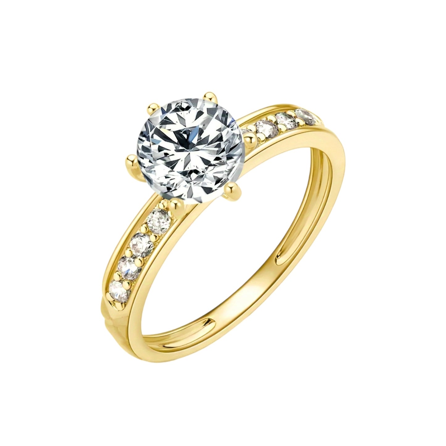 10k solid gold ring with 7mm round moissanite