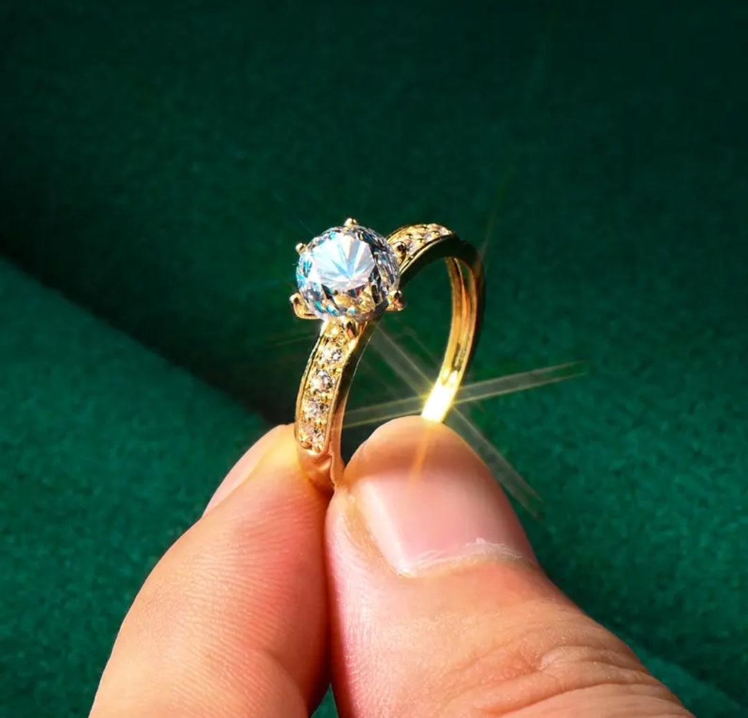 10k solid gold ring with 7mm round moissanite