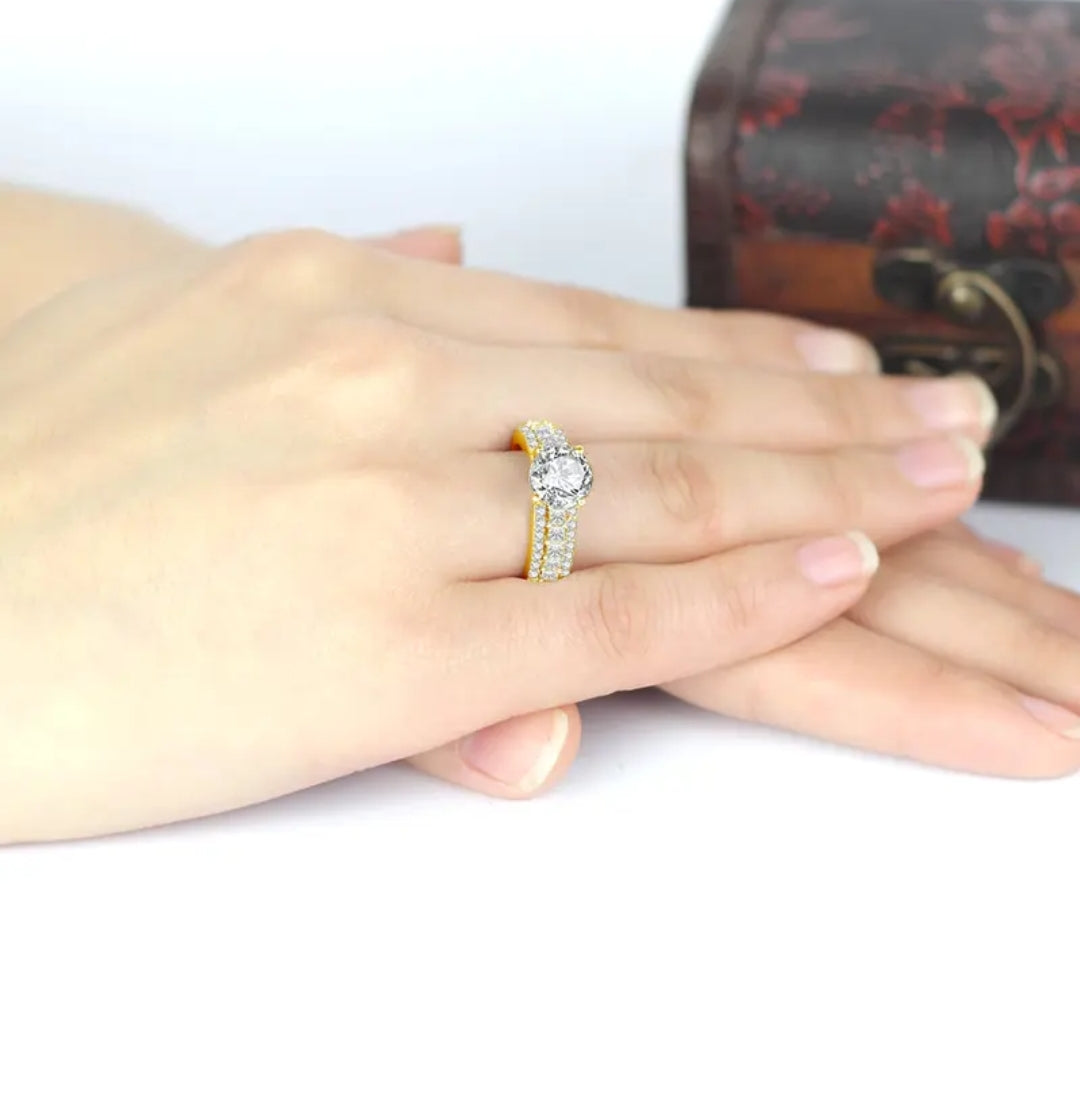 10k solid gold ring with 8mm 2ct moissanites