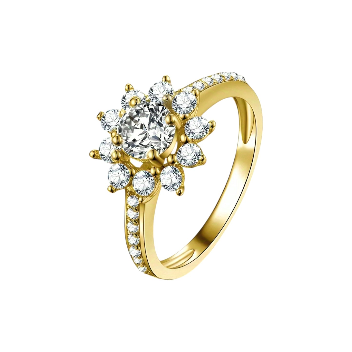 Flower shape 7mm moissanite gold ring