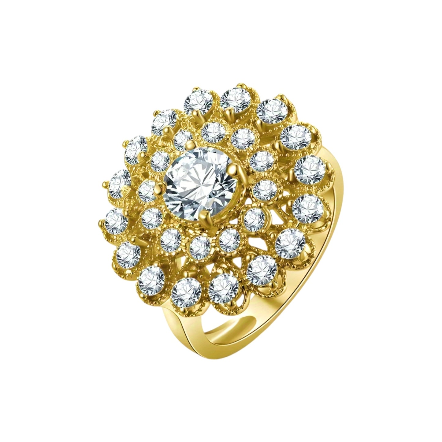 Big flower 1ct moissanite gold ring