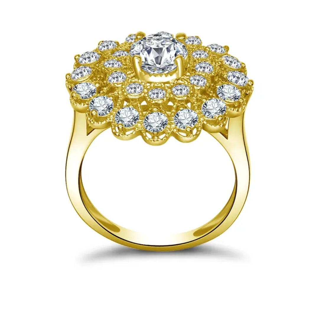 Big flower 1ct moissanite gold ring