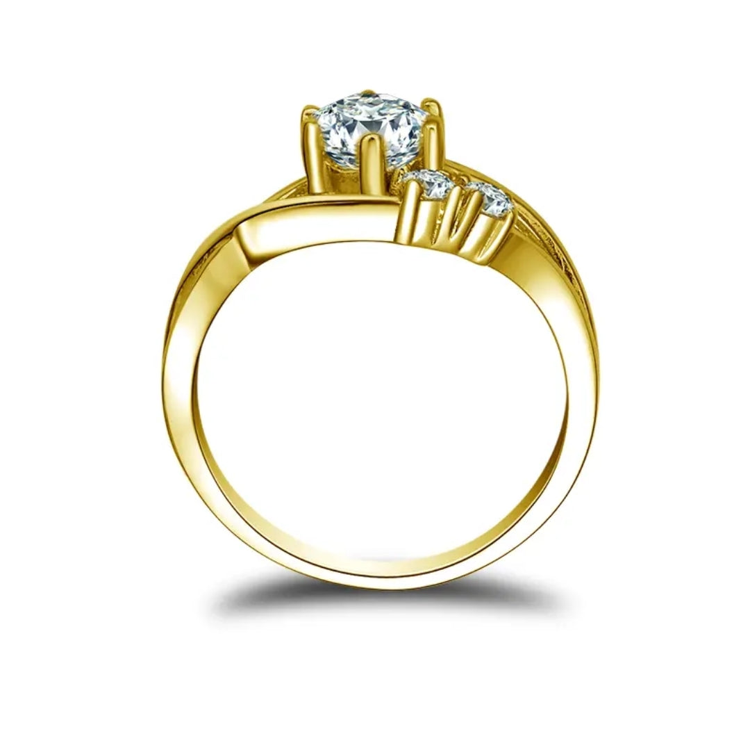 Crossover 6mm moissanite gold ring