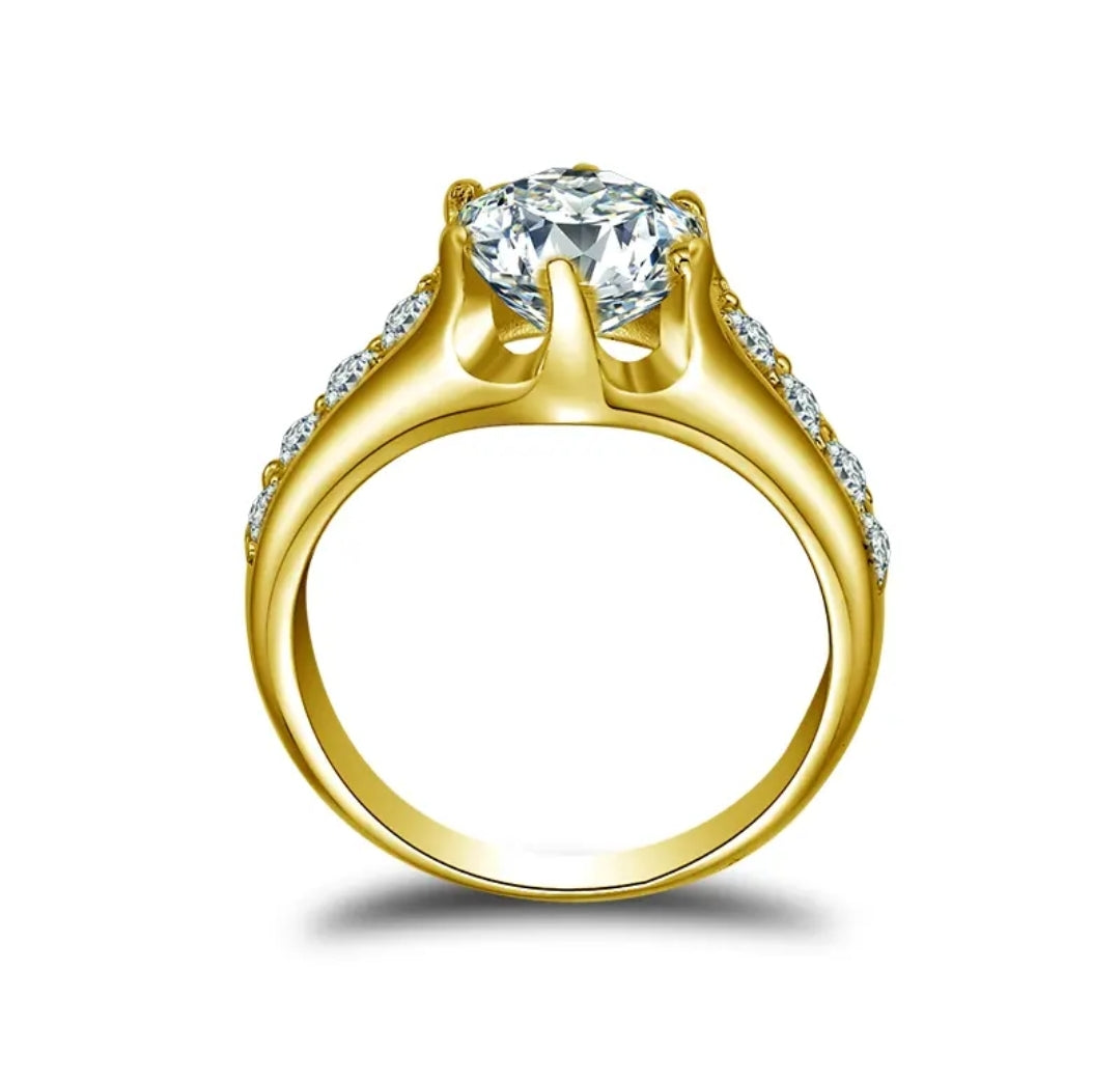 2ct round moissanite gold ring