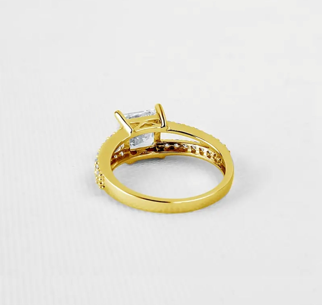 2ct princess cut moissanite gold ring