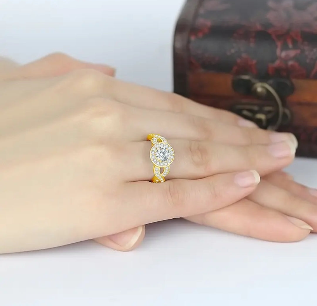 6mm twisted moissanite gold ring