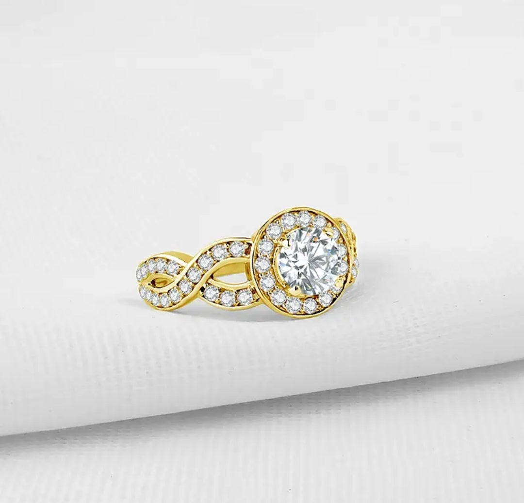 6mm twisted moissanite gold ring