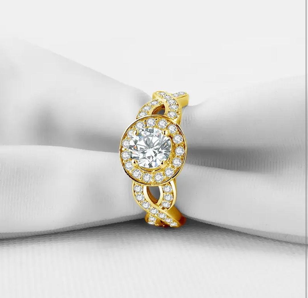 6mm twisted moissanite gold ring