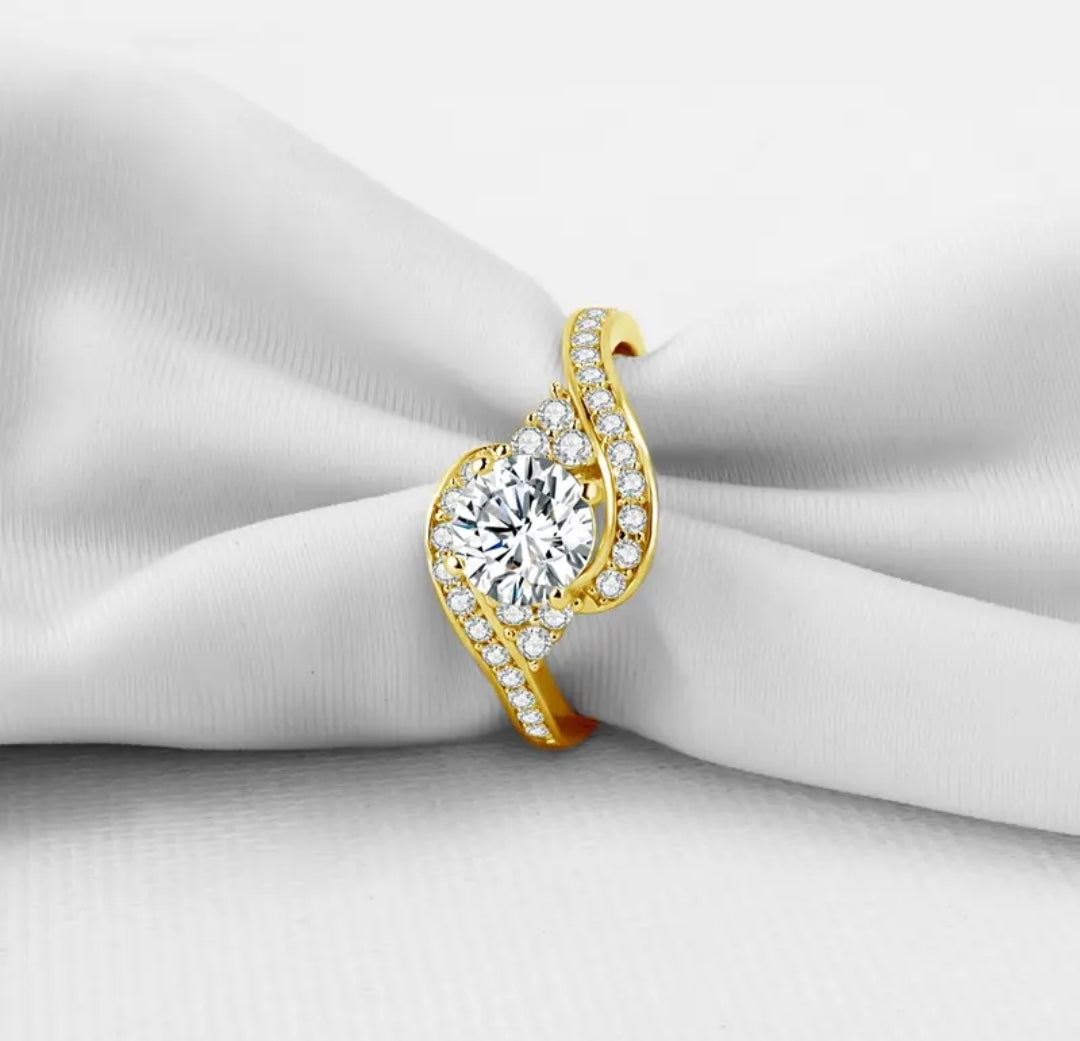 6mm twisted moissanite gold ring