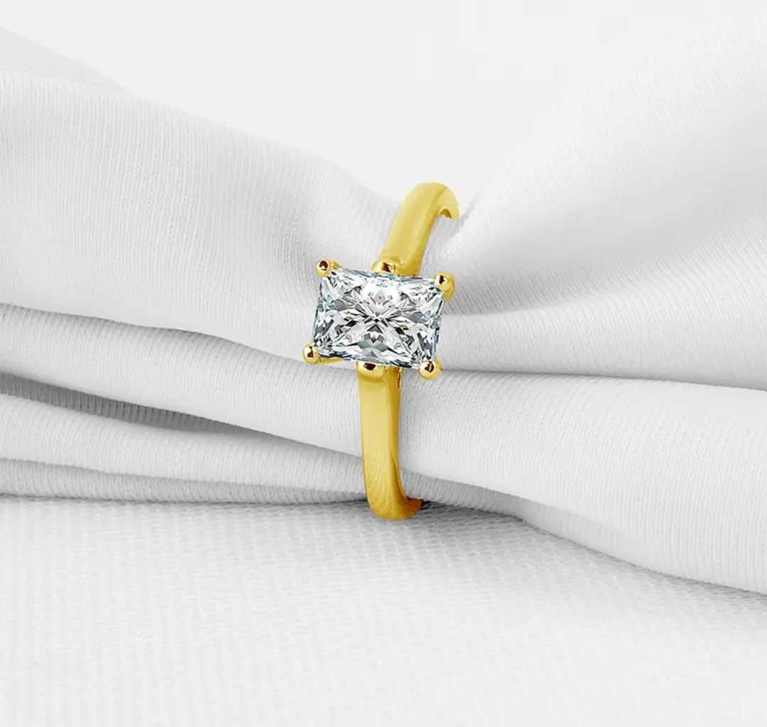 10k gold ring with 1ct radiant cut moissanite