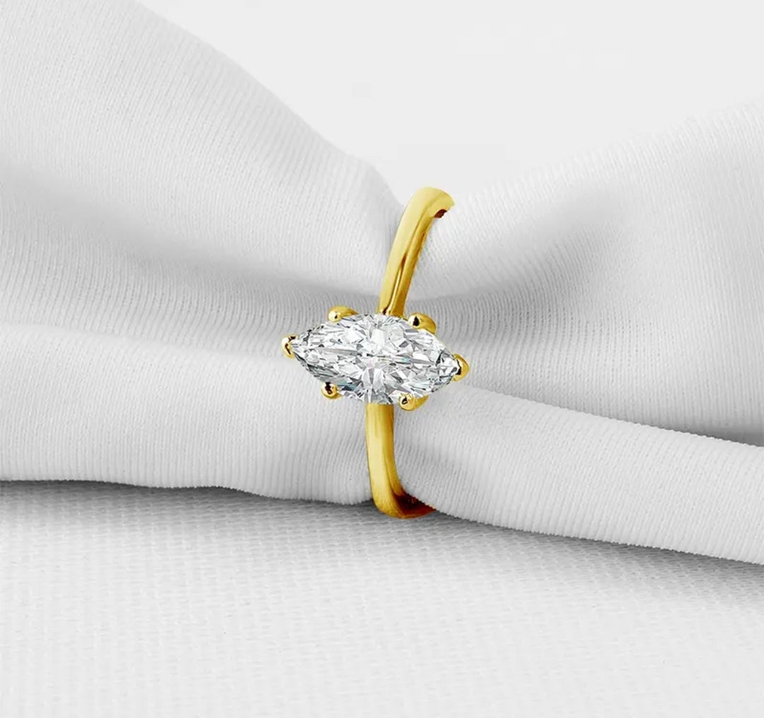 10k gold ring with 1ct marquise cut moissanite