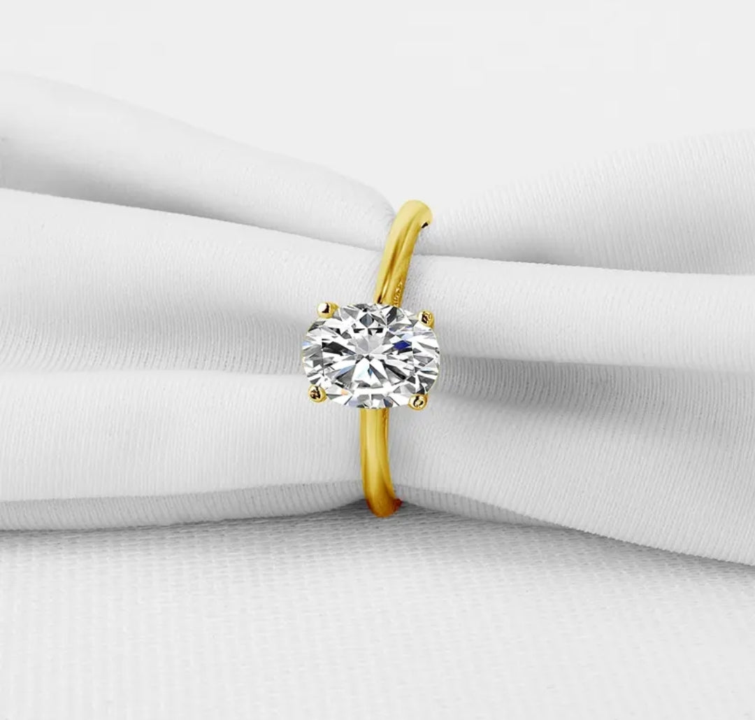 10k gold ring with 1.5ct oval cut moissanite