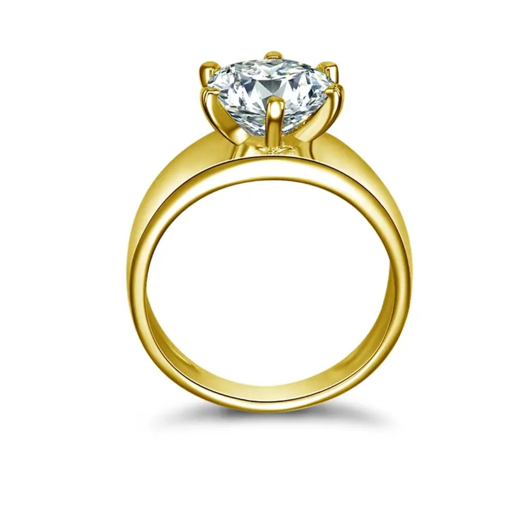 10k gold ring with 3ct round cut moissanite