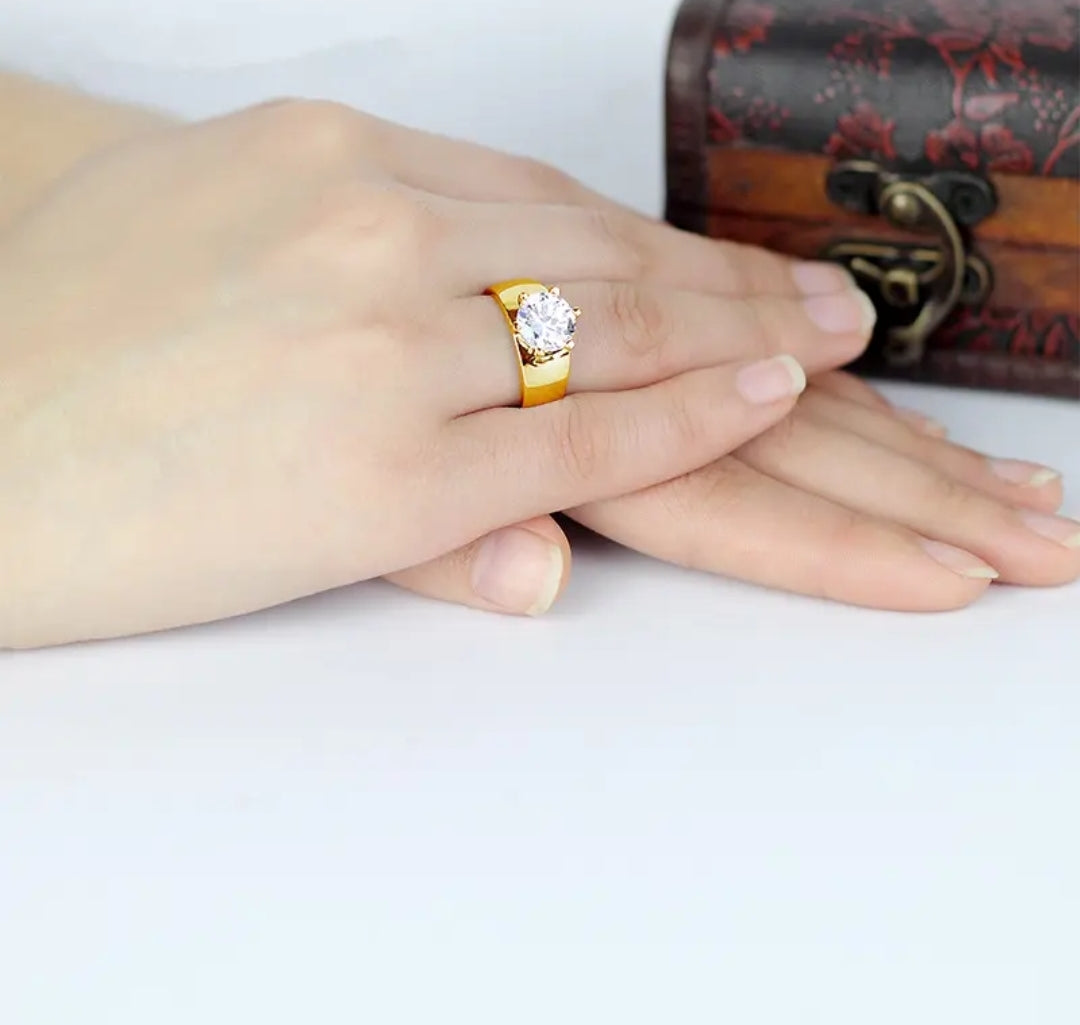10k gold ring with 3ct round cut moissanite