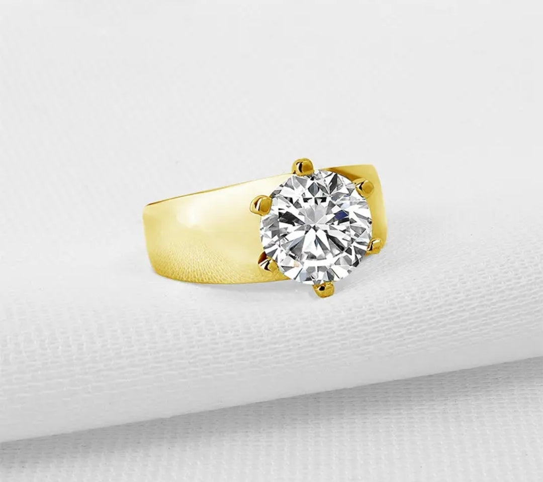 10k gold ring with 3ct round cut moissanite