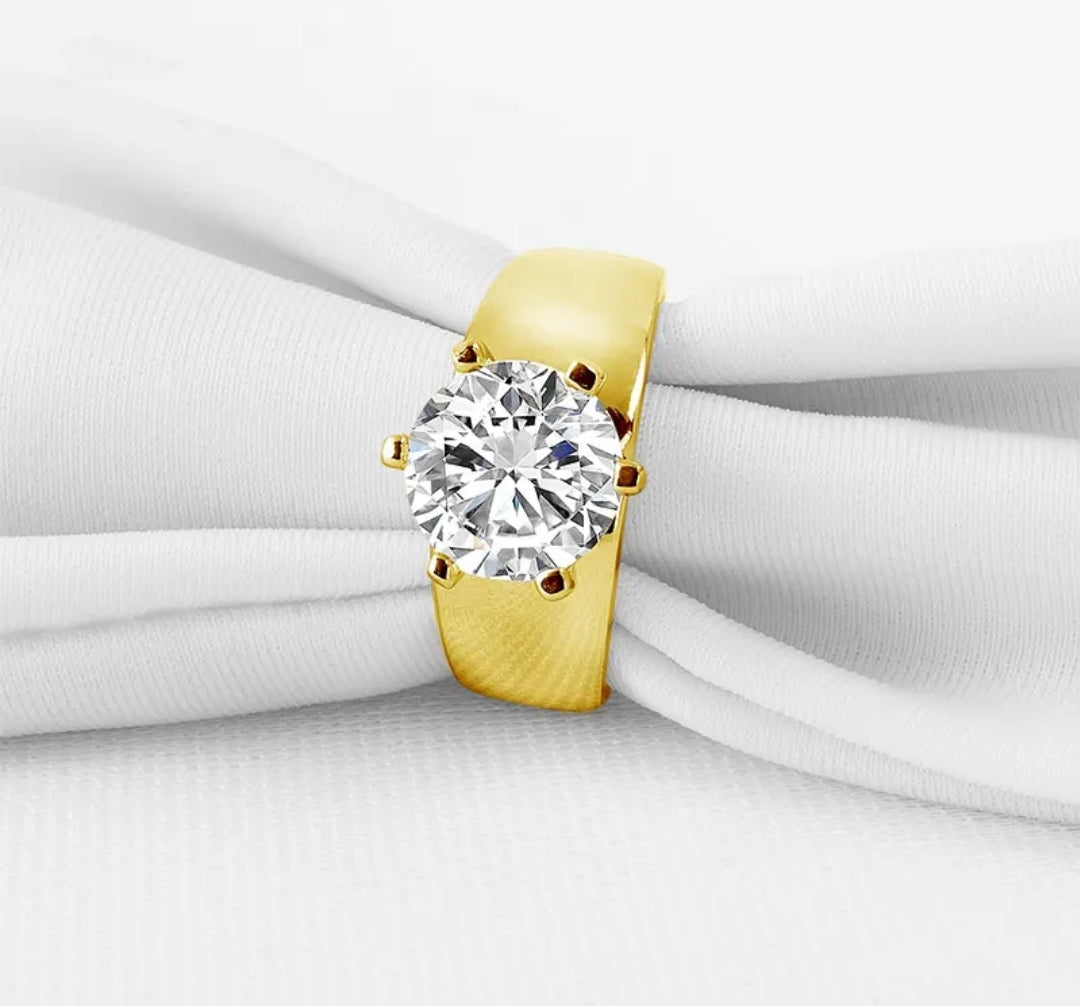 10k gold ring with 3ct round cut moissanite