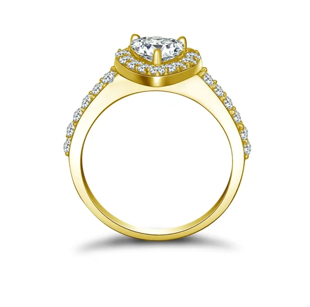 Pure Gold ring with 0.8ct moissanite