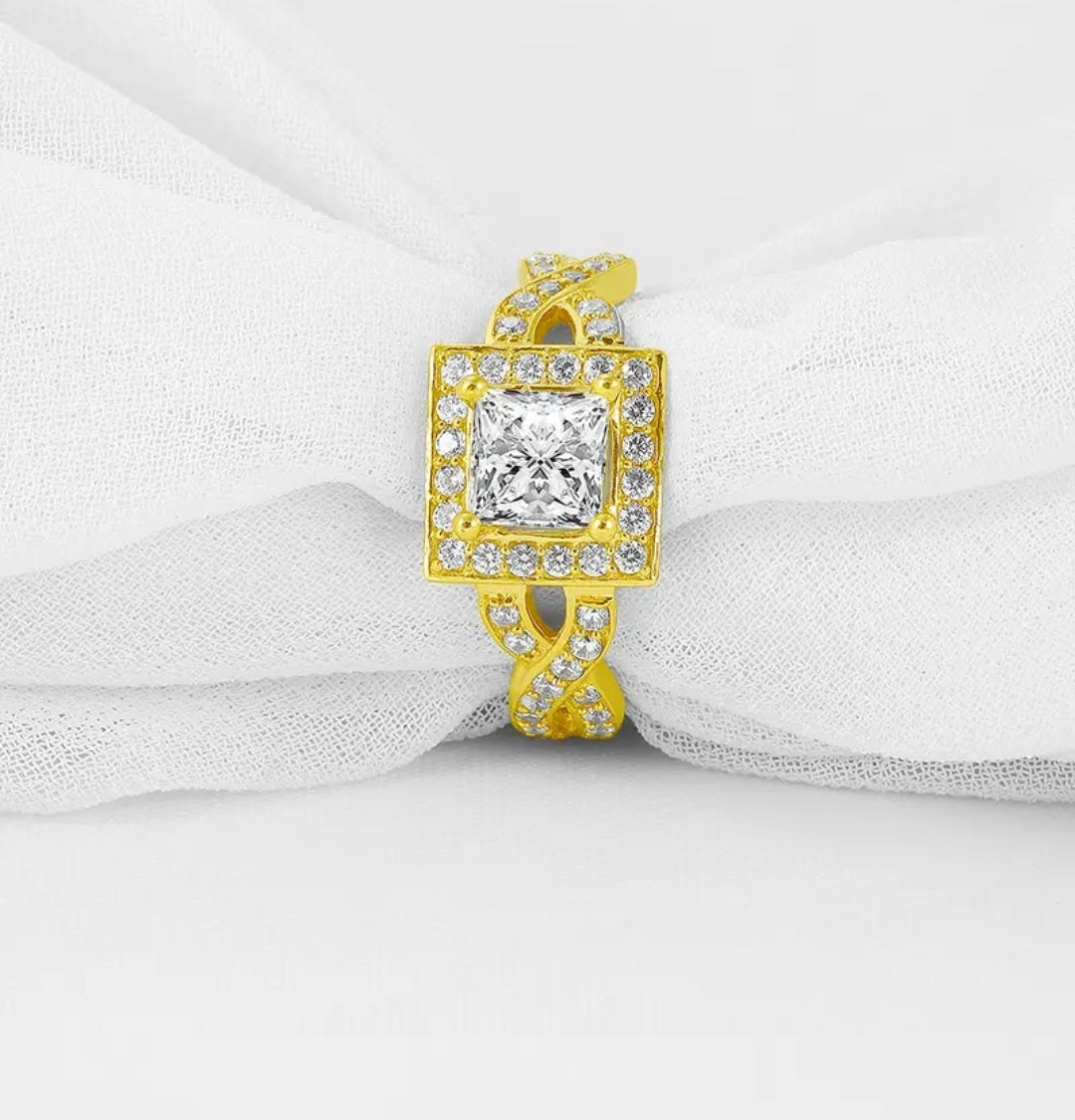 Solid gold 1ct princess cut moissanite ring