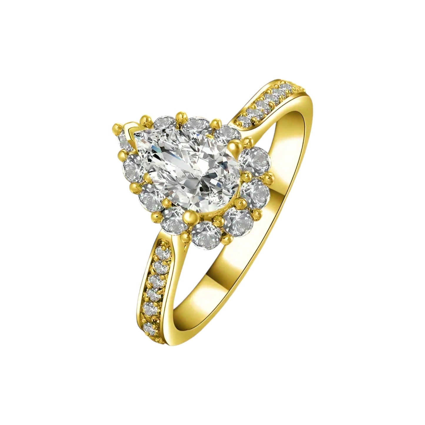 Solid gold 1.2ct pear cut moissanite ring