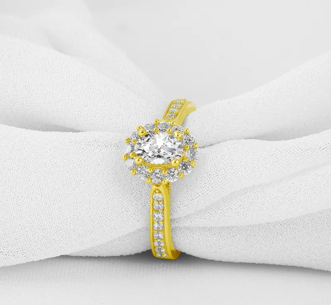 Solid gold 0.5ct oval cut moissanite ring