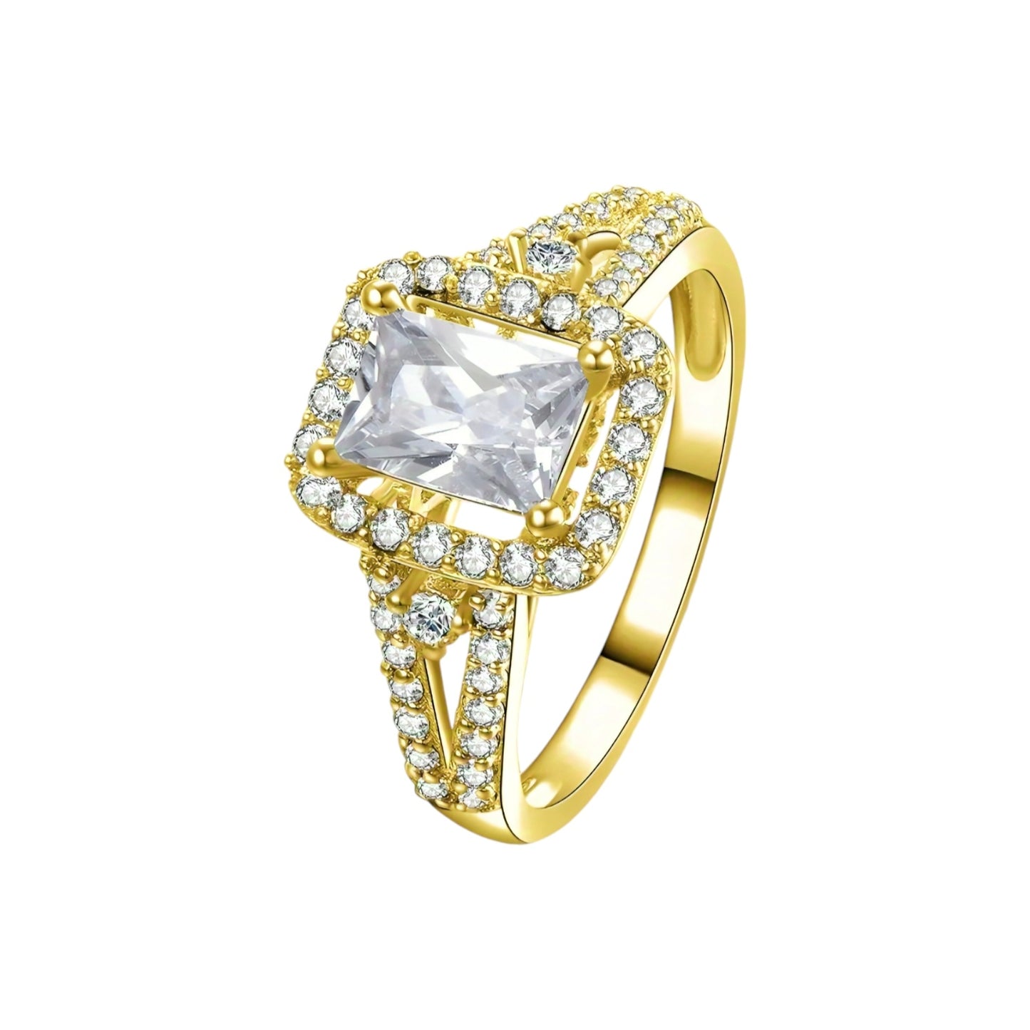 Solid gold 1ct radiant cut moissanite ring
