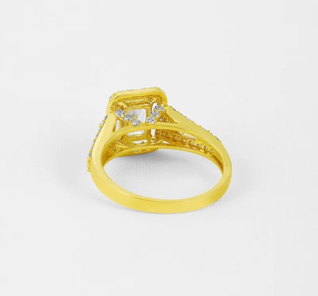 Solid gold 1ct radiant cut moissanite ring